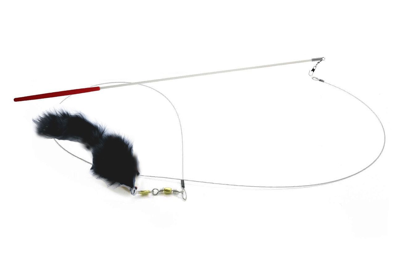 Long Hair Fur Mouse Teaser Wand Cat Toy Refill Teaser Attachement – Rattle Sound
