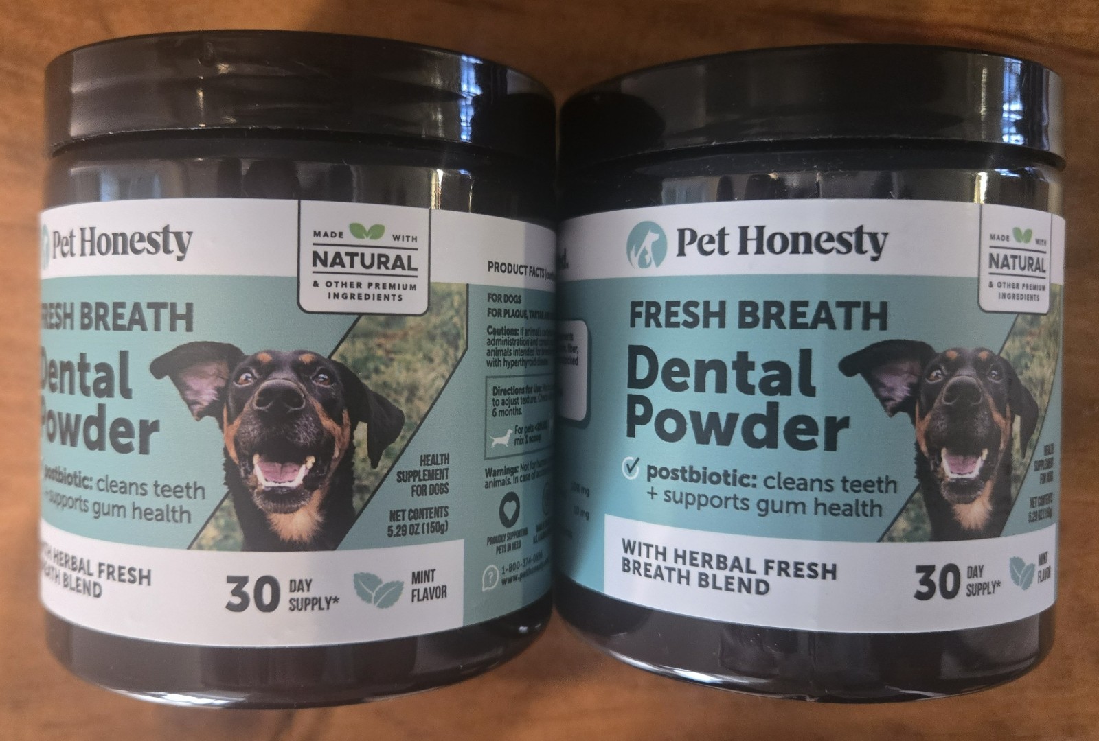 2 PK Pet Honesty Fresh Breath Dental Powder, For Dogs, Mint, 5.29 oz (150 g)