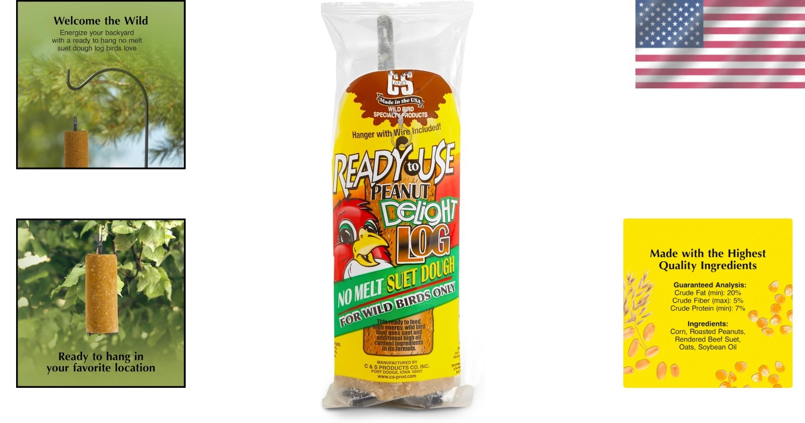 8-Pack Peanut Flavor No Melt Suet Logs for Easy Bird Feeding All Round
