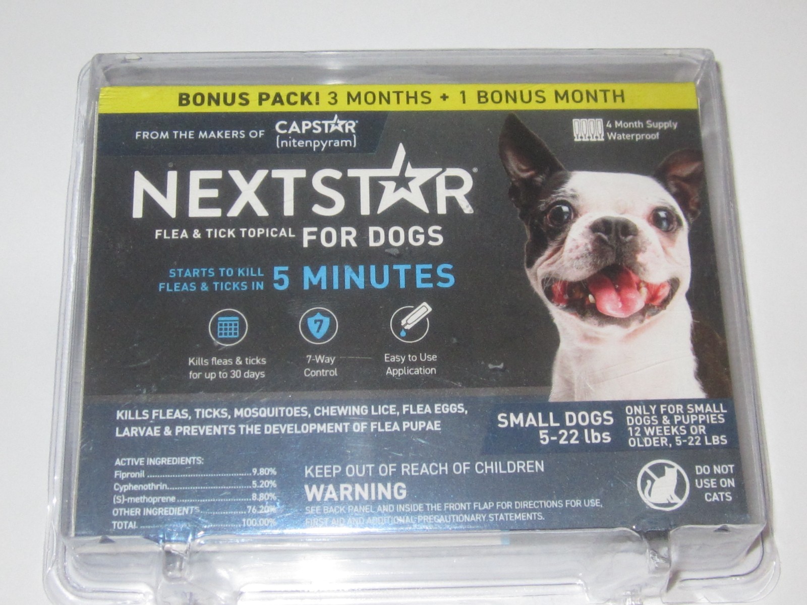 NextStar Flea Tick Topical Treatment Small Dogs 5-22 lbs 3 + 1 Bonus Dose