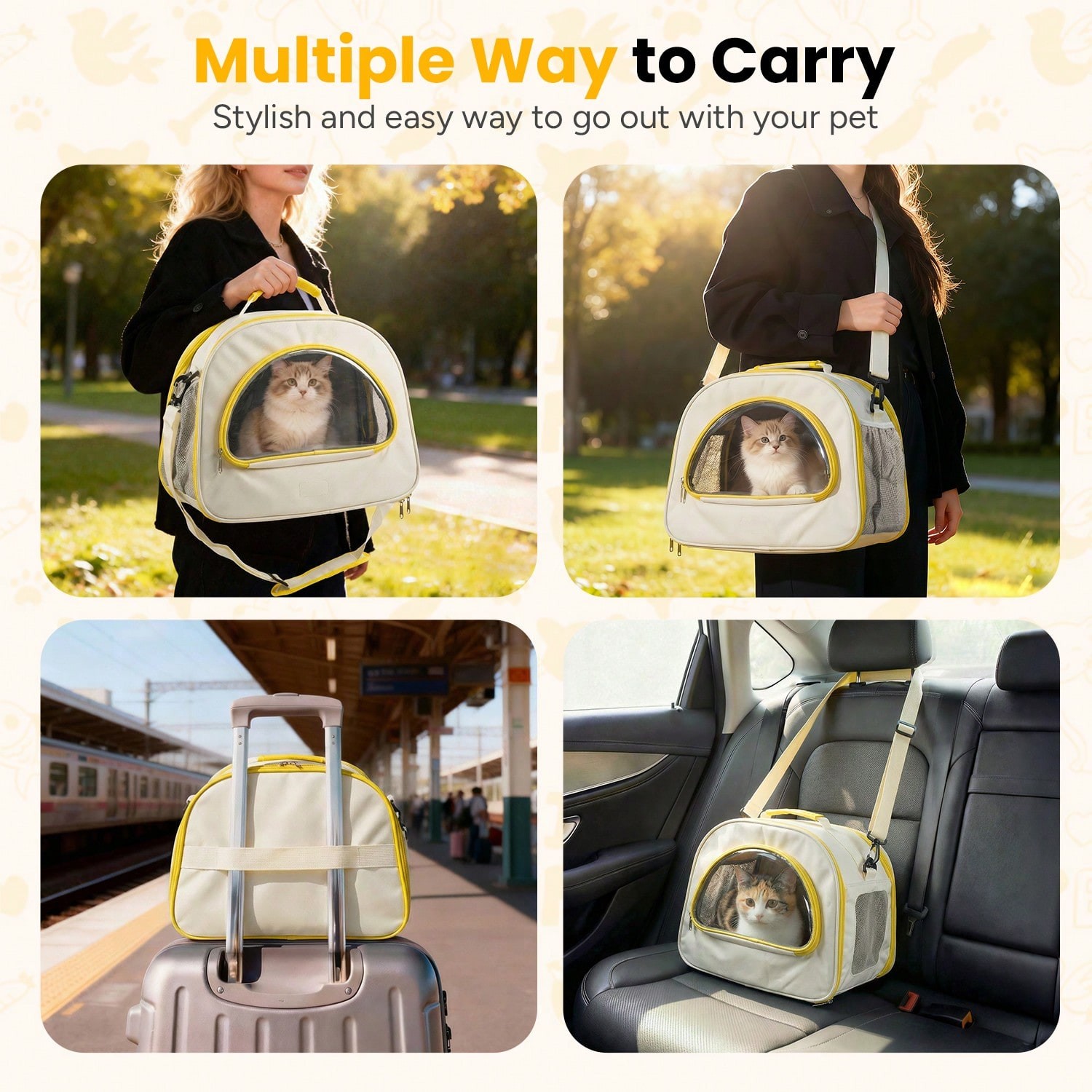 Breathable Mesh Pet Carrier Bag Portable Comfort Handbag for Small Dogs & Cats
