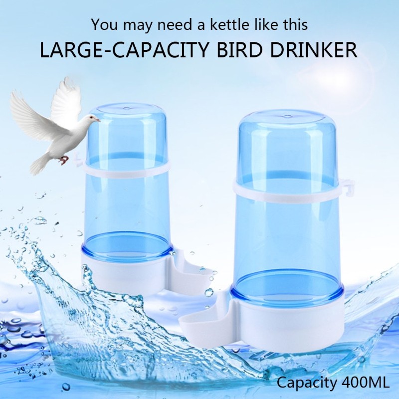 2 Pcs Bird Water Dispenser Parakeet Feeder 14 oz 10 Days Capacity for 2 Parrots