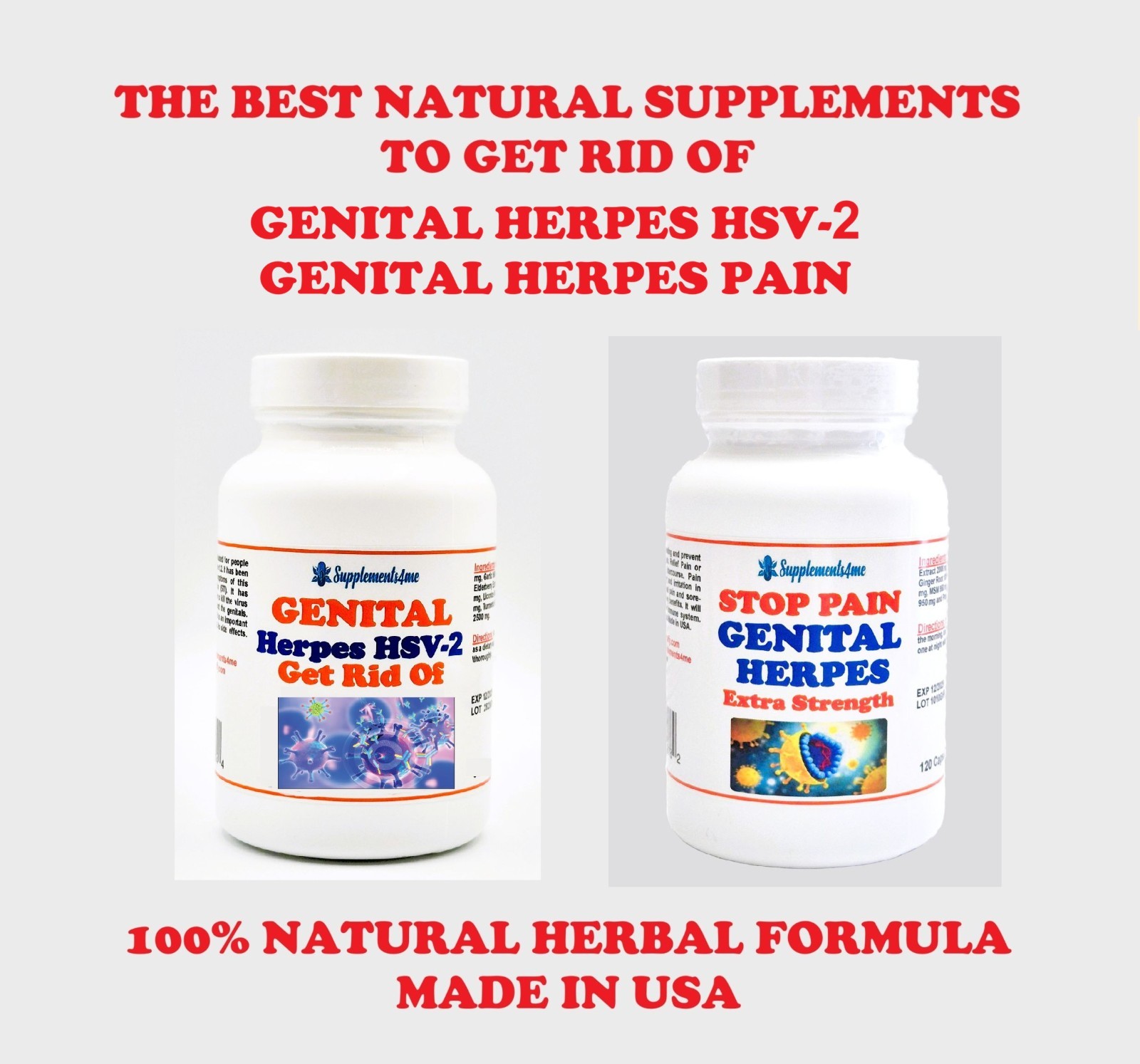 NATURALS HERBS FOR HERPES VIRUS 1 & 2 120 CAP FOR EVERYBODY – MADE IN USA