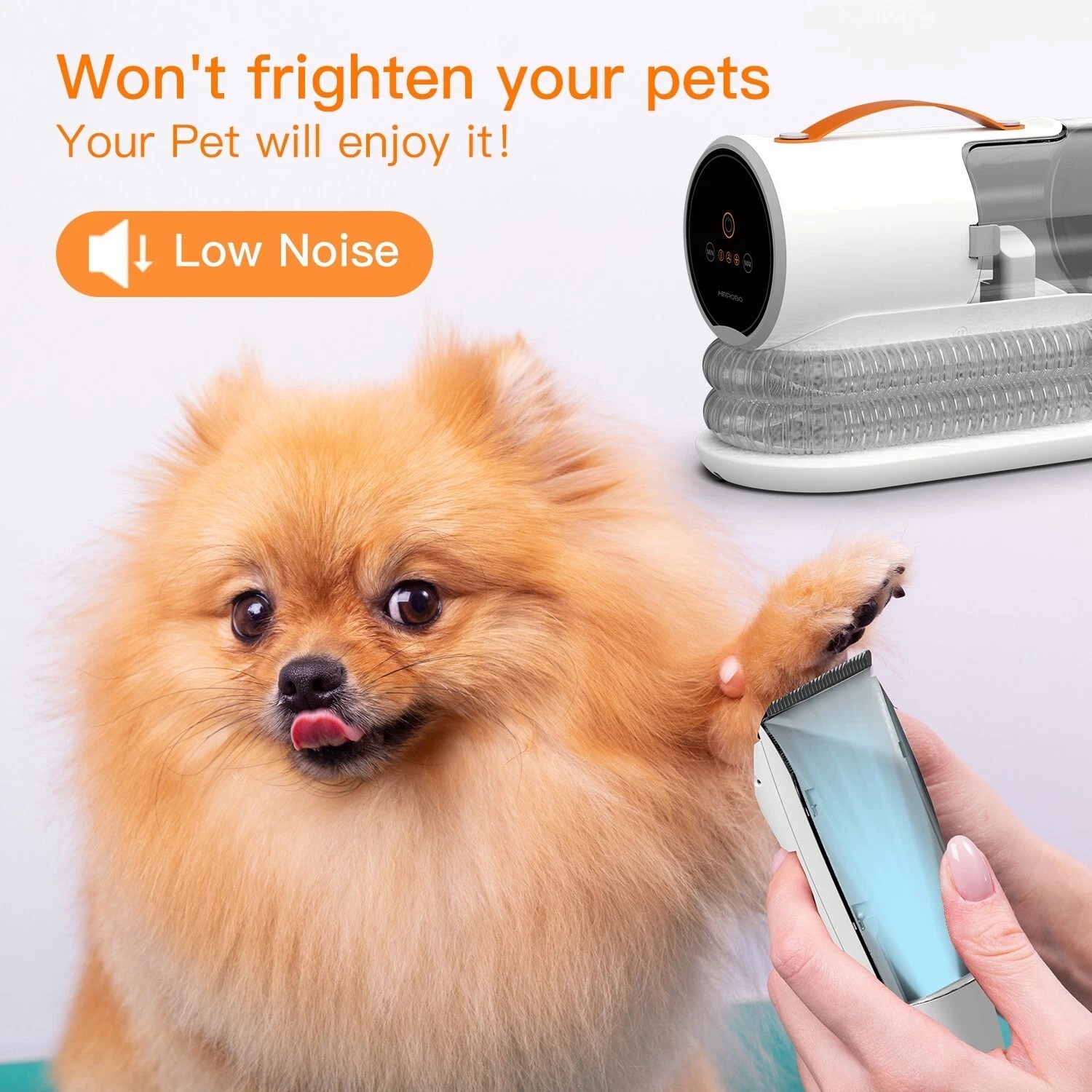 Pet Grooming Vacuum Kit for Dogs & Cats Low Noise Dog Hair Clipper Brush Vacuum