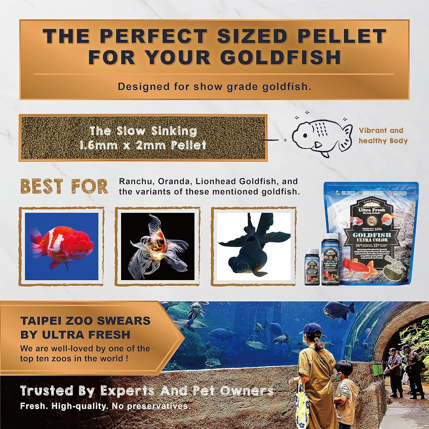 Sinking Goldfish Food, Color Enhancing, Balanced Diet, All Natural Ingredients,