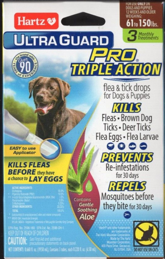 Ultra Guard Pro Triple Action Flea & Tick Drops 3 Treatments 61 to 150 lbs.