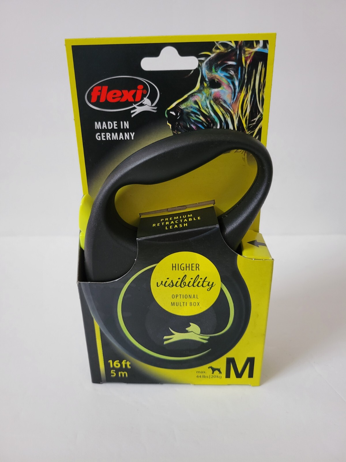 Flexi 16-FT | 5 m RETRACTABLE DOG LEASH CORD Medium 20 kg / 44 lbs max HIGH VIS