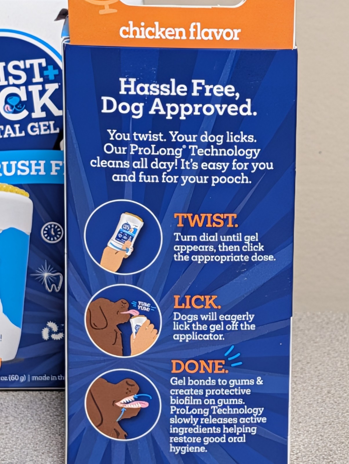 2pk Twist + Lick Dental Gel Dogs Cleans Teeth Freshens Breath Exp 02/28 Chicken