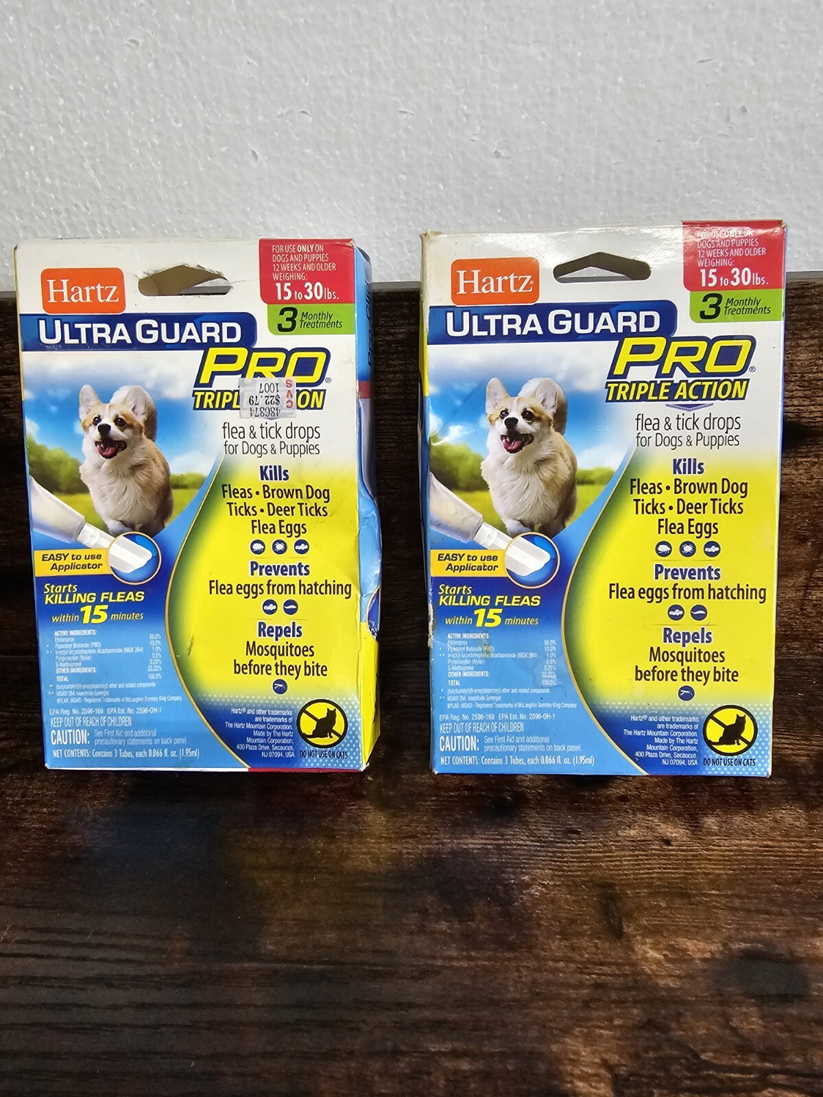 2 Packs Hartz Ultra Guard Pro Triple Action Dogs 15 To 30 Lbs Flea & Tick Drops