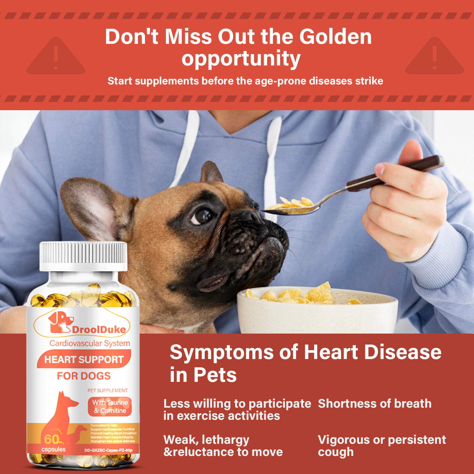 Dog heart supplements help regulate heart rate w/L-Taurine, L-Carnitine & CoQ10