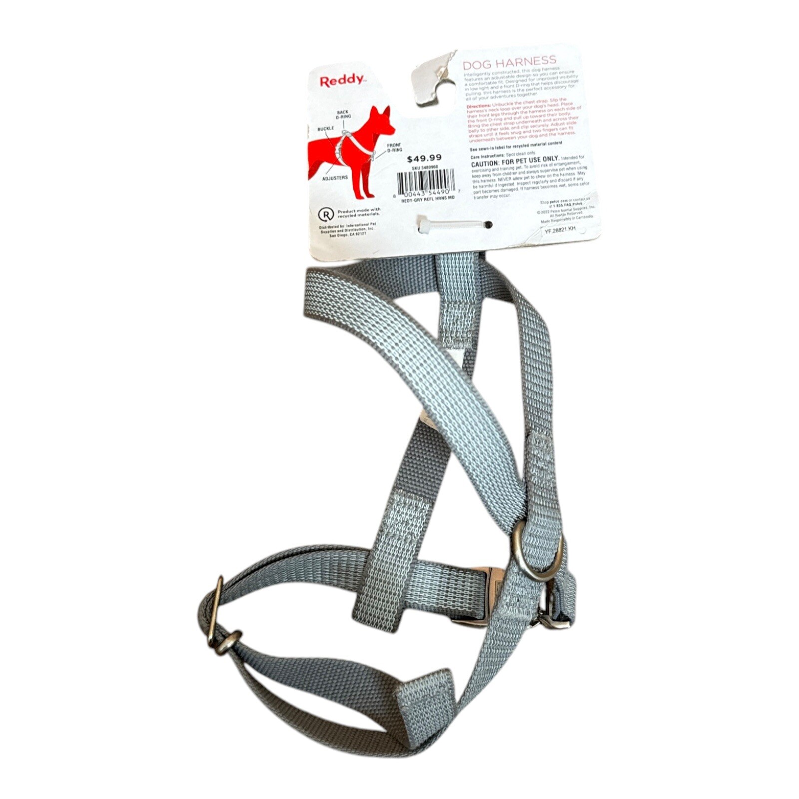 Reddy Dog Strap Harness Silver Gray Size Medium NEW