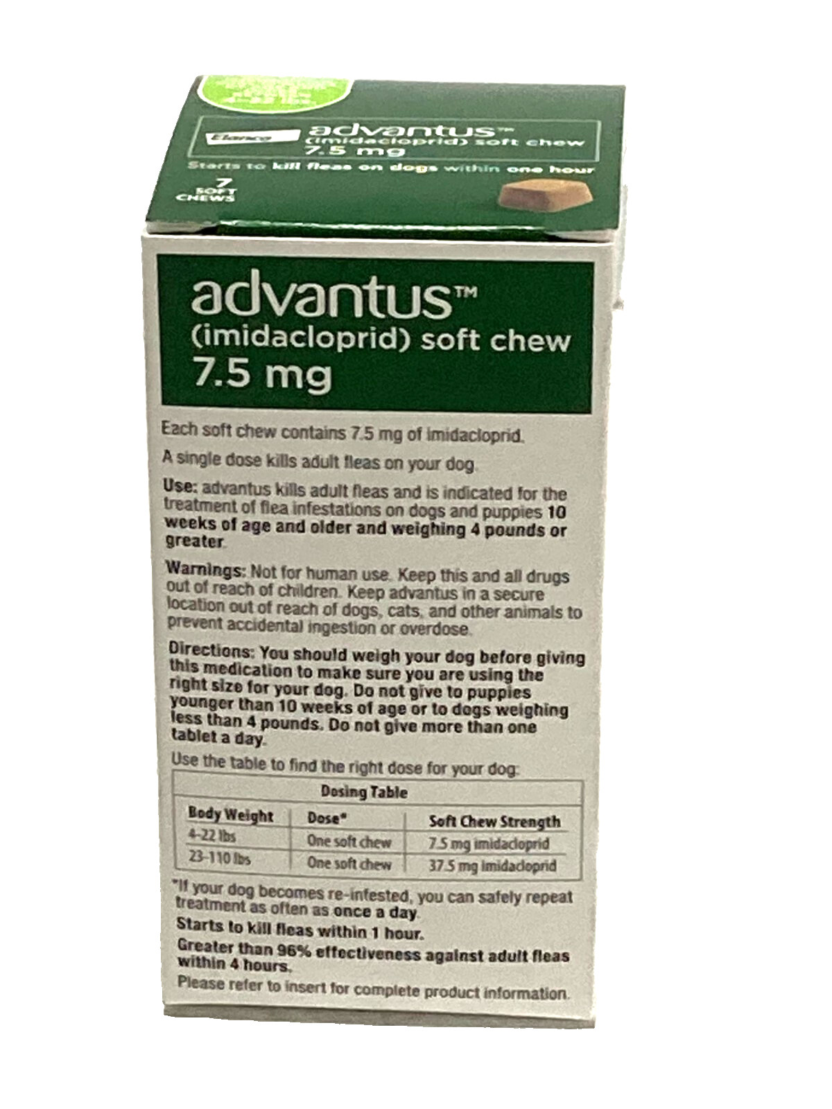 Advantus Dog Chewable Flea Tablets for Dogs, 7.5mg, 4 – 22 lbs, 7 Ct, FEB 2027