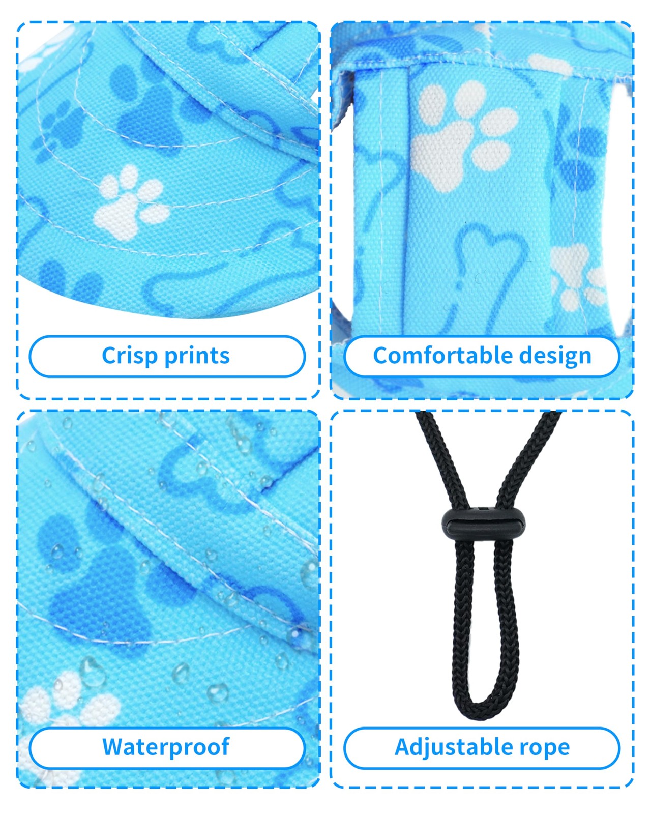 PET SHOW Dog Baseball Cap Paw Print Dog Visors for Small Doggy Cats Waterproo…