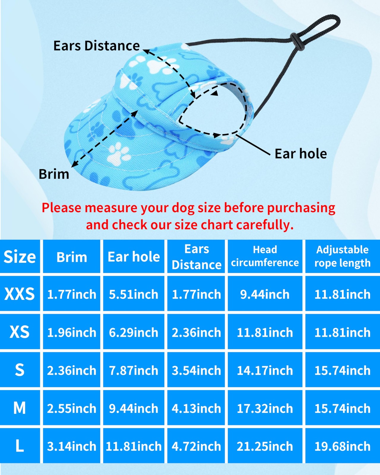 PET SHOW Dog Baseball Cap Paw Print Dog Visors for Small Doggy Cats Waterproo…