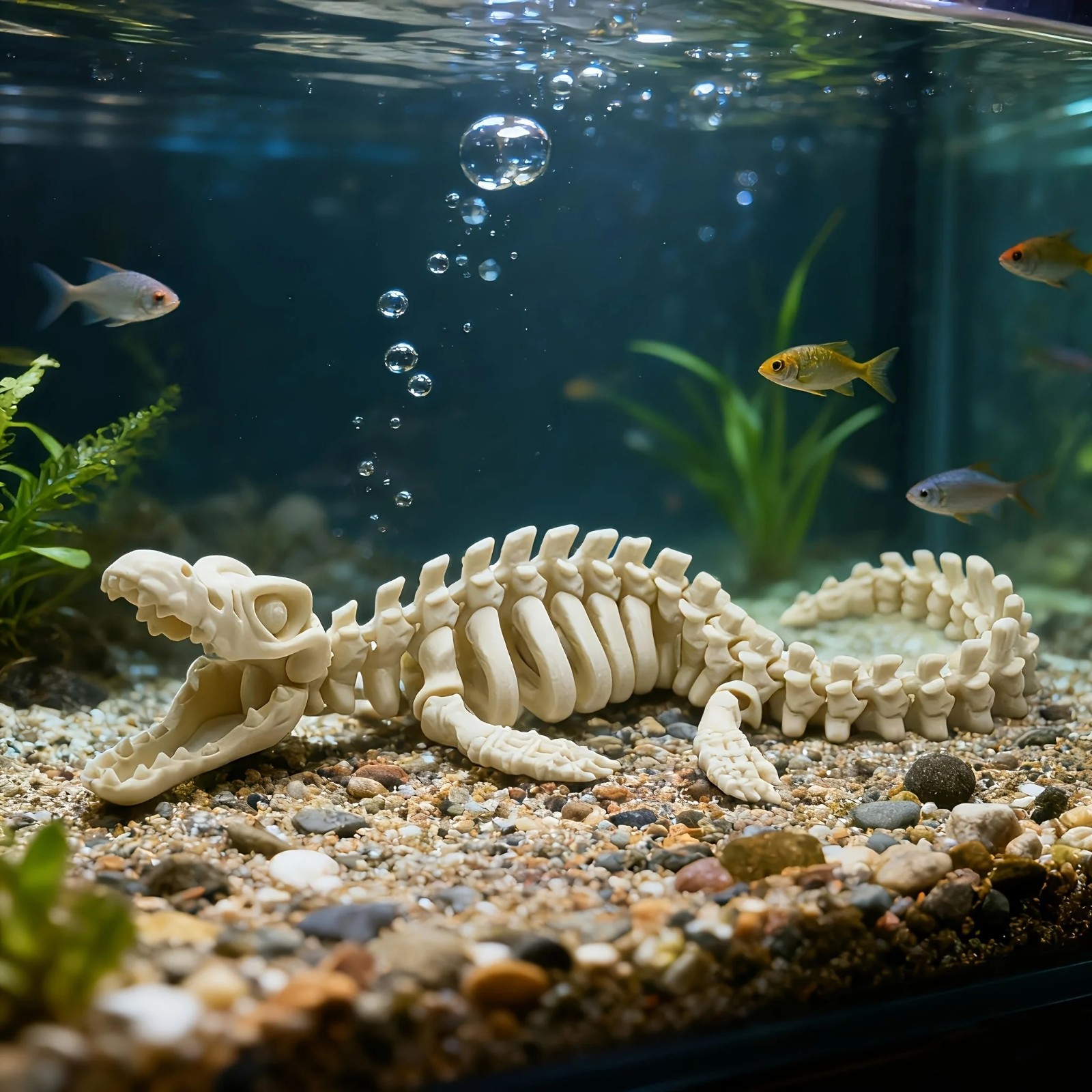 1pc Realistic mosasaur skeleton replica aquarium decoration, used for fish tank