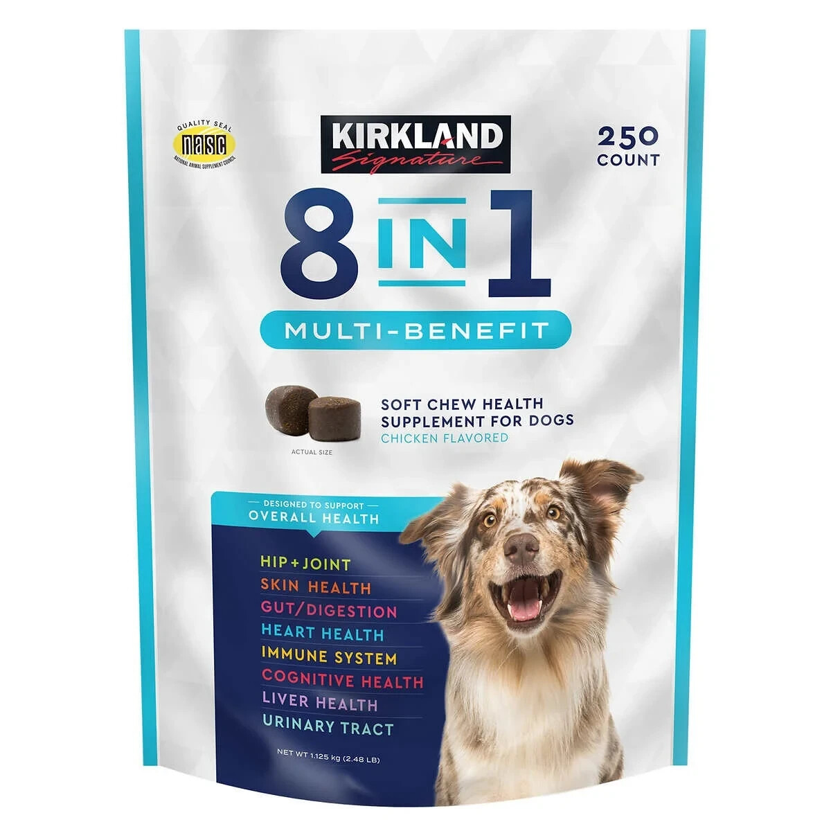 Kirkland Signature 8-In-1 Multi-Benefit Soft Chews For Dogs, 250-count – New