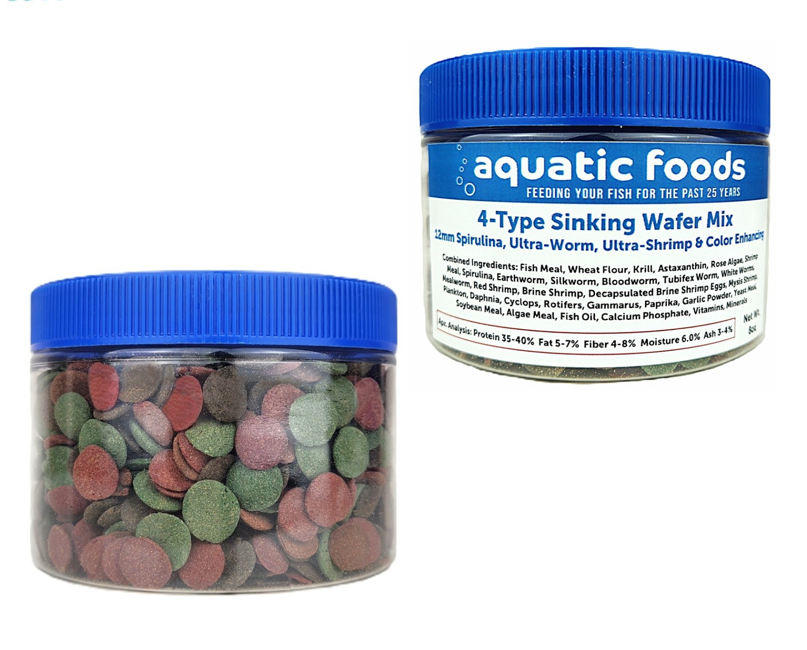 4-Type Wafer Mix of Spirulina, Worm, Shrimp, Color Wafers. FREE Pellets & Wafers