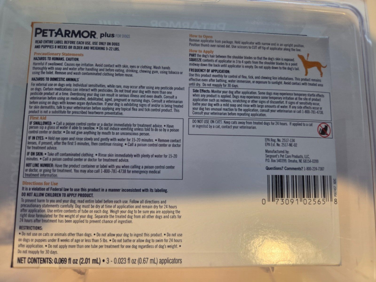 PetArmor Plus for Small Dogs 5-22 lbs. – 3 Month Dose – Flea and Tick Prevention