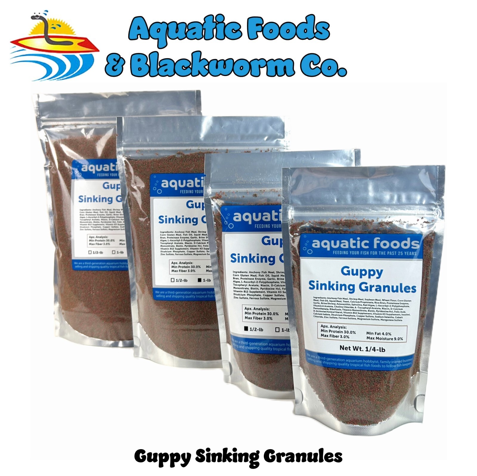 Guppy Sinking Granules – Great for Guppies, Tetras, Mollies and Livebearers. WL