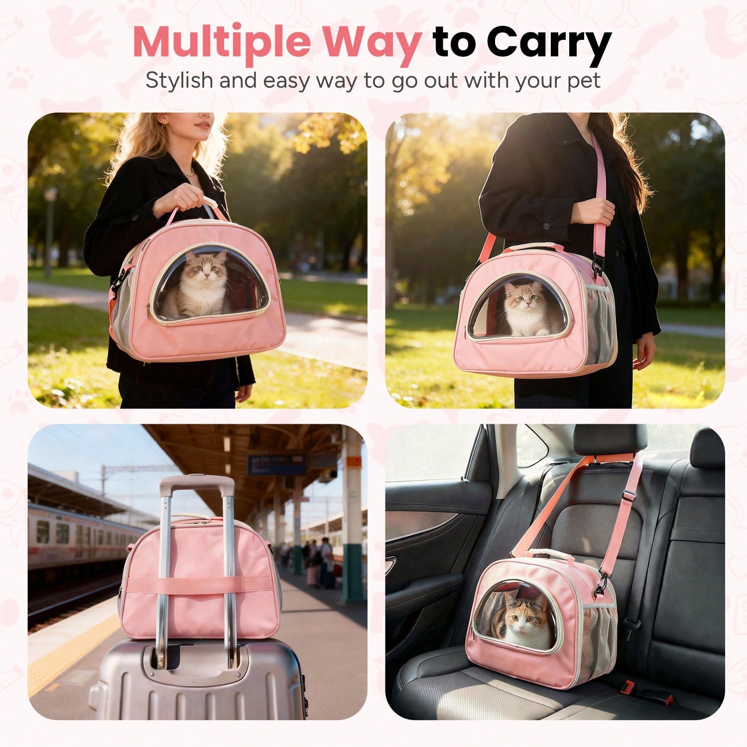 Breathable Mesh Pet Carrier Bag Portable Comfort Handbag for Small Dogs & Cats