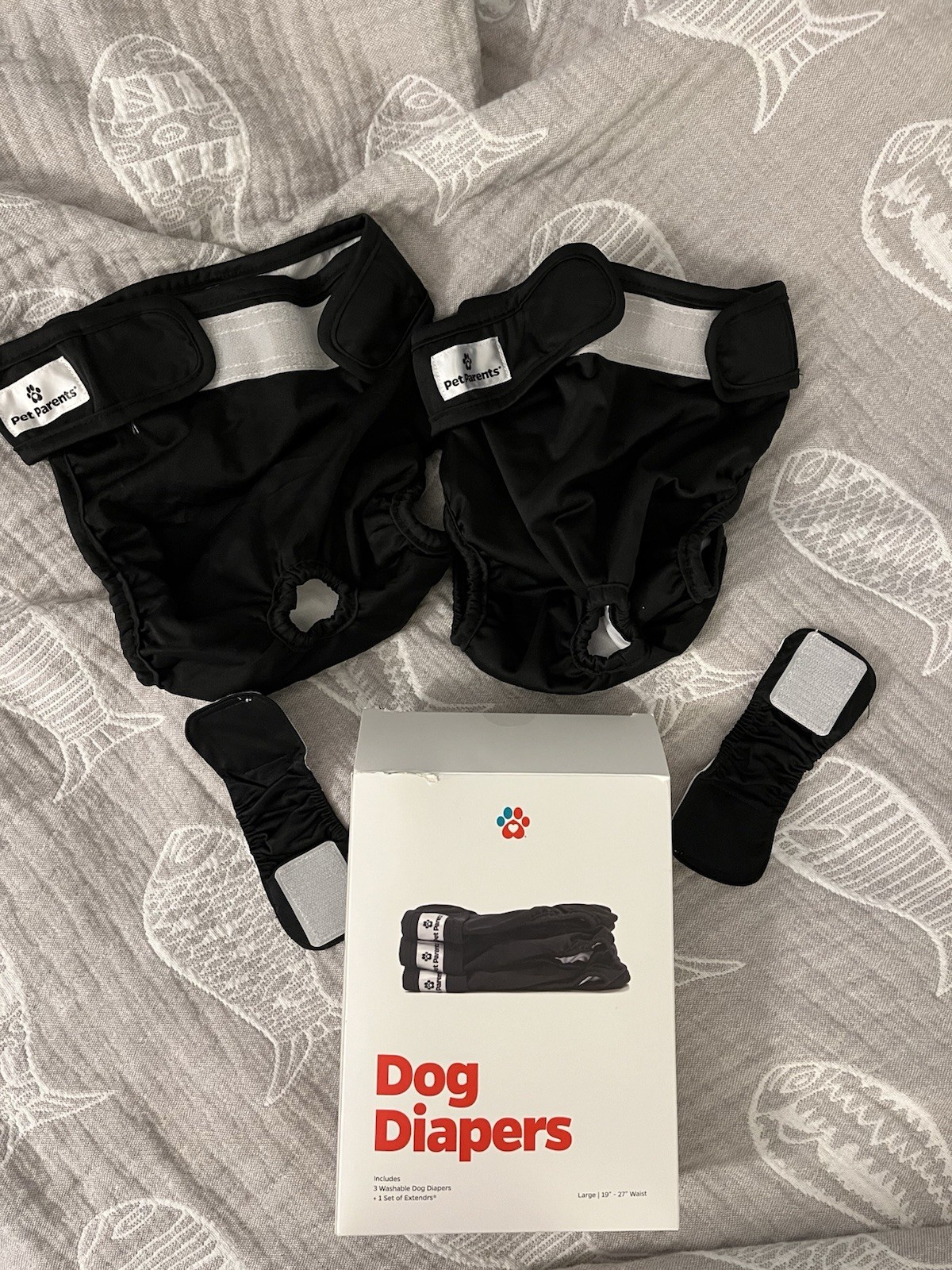 Pet Parents Washable Dog Diapers (Pack of 2) All Black & Size Is Large