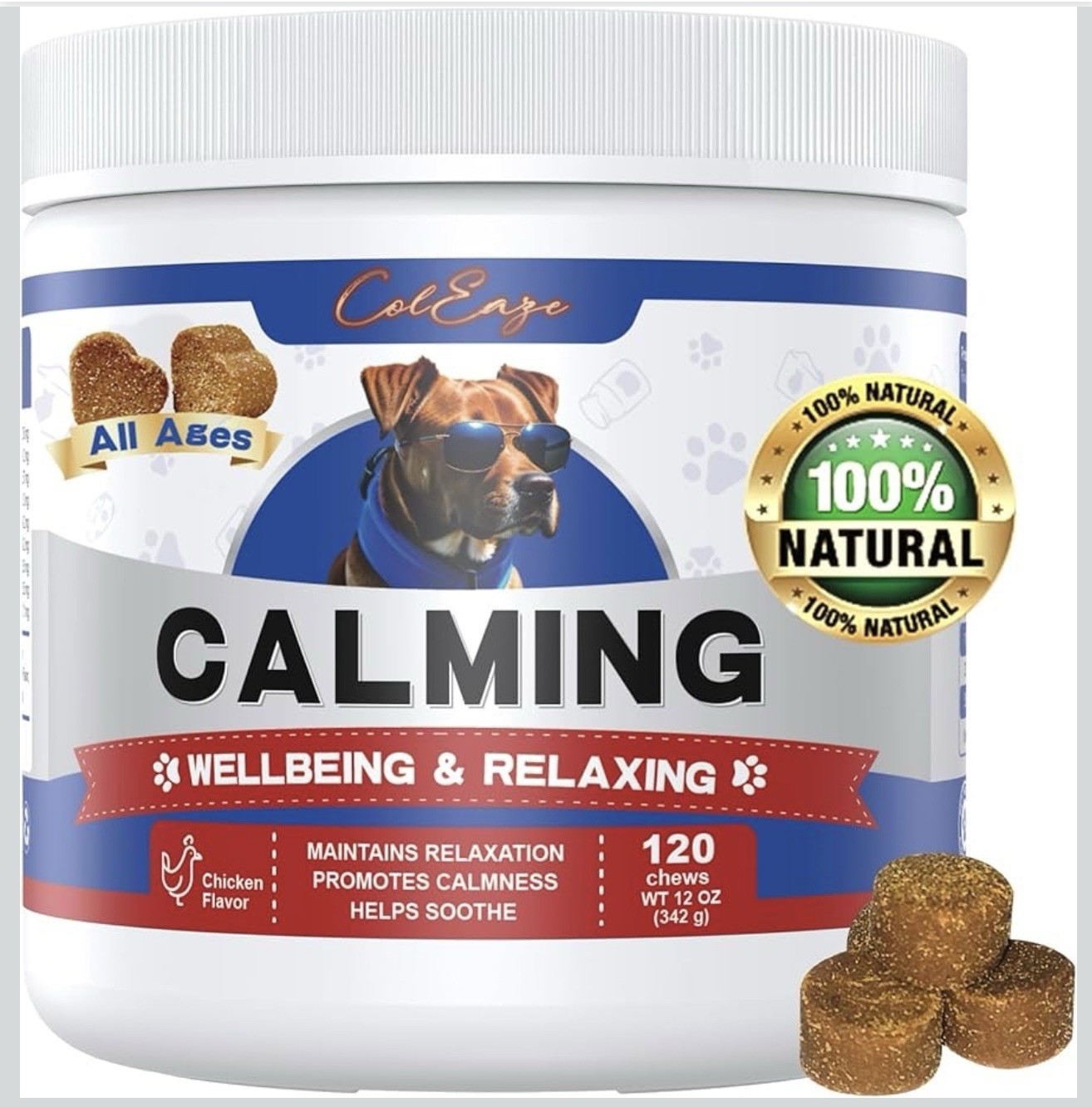 Calming Shews for Dogs, 120 Count, Stress Relief & Relaxation Support- A0191