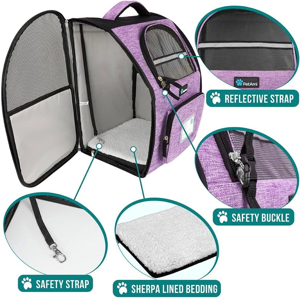 Dog Backpack Carrier for Small Medium Dogs Large Cats up to 18 Lbs, 2 Side Entry