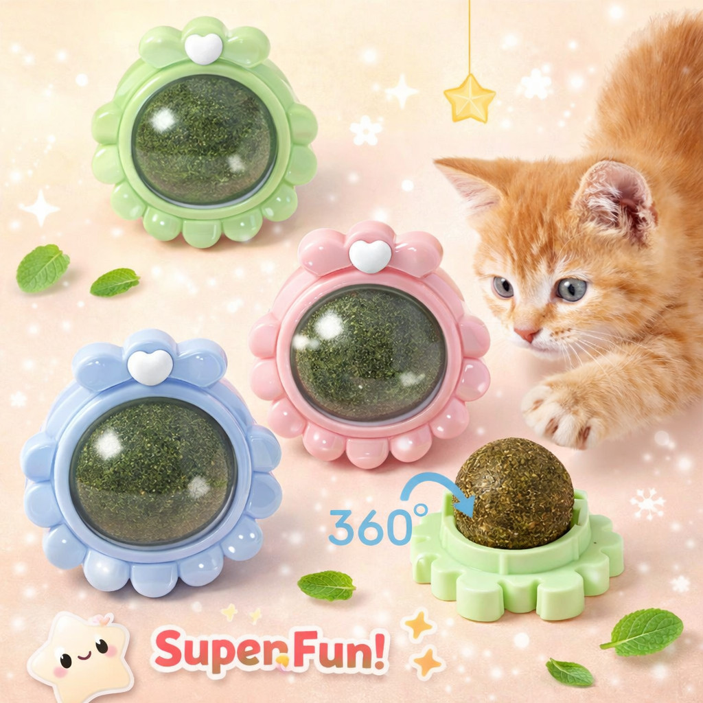 3Pcs Natural Catnip Kitten Mint Balls Safe Healthy Teeth Cleaning Dental Cat Toy