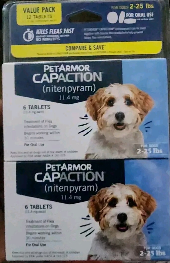 PetArmor Capaction Oral Flea Treatment for Dogs (2-25 lbs 6×2= 12 tablets 4/27