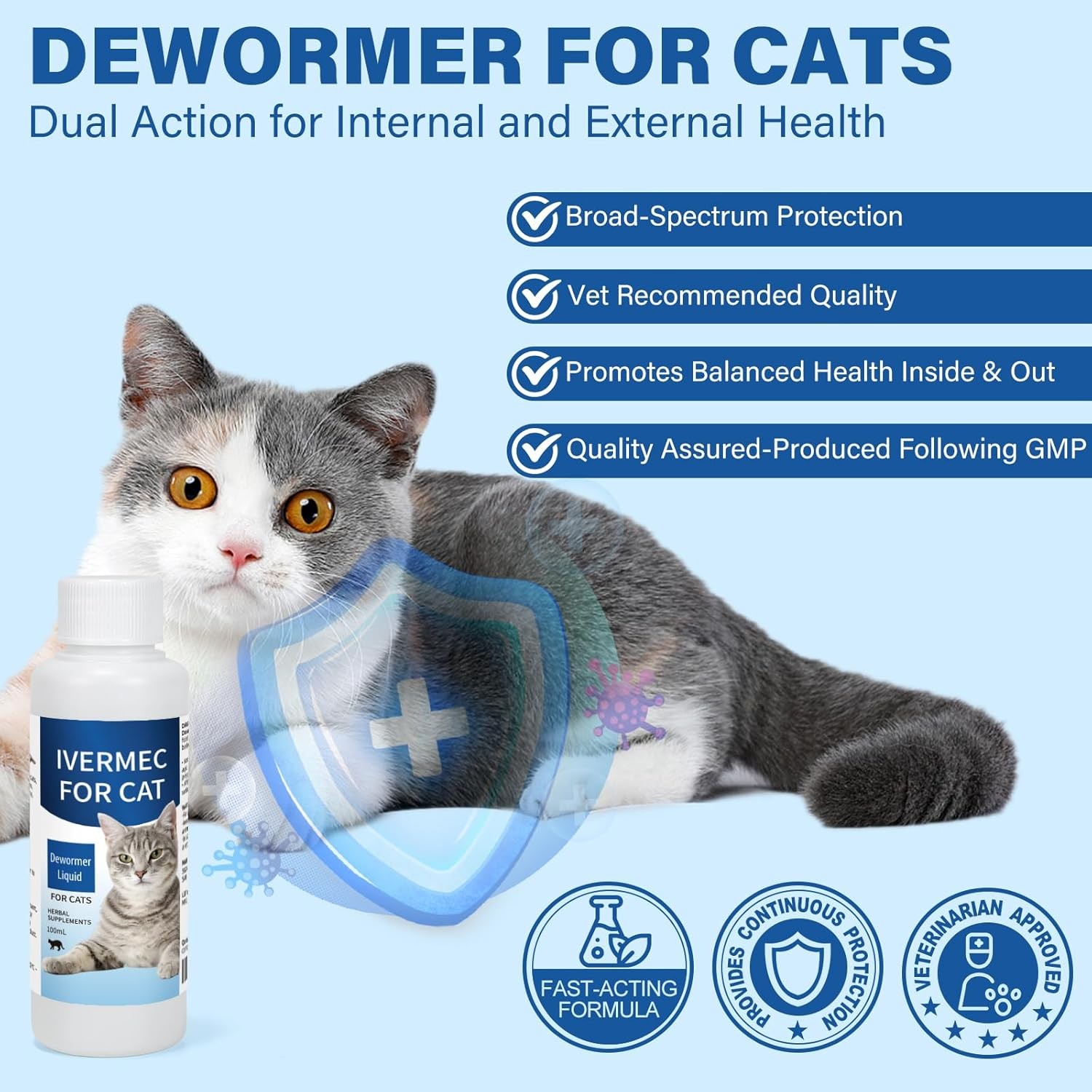 Dewormer for Cats – Broad Spectrum Cat Worm Treatment & Digestive Cleanser