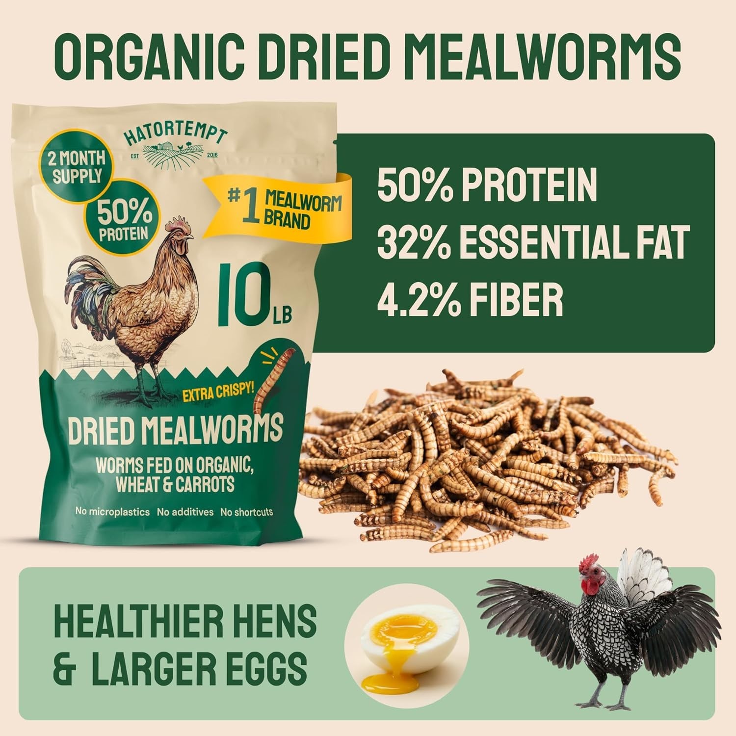 High-Quality Dried Mealworms for Chickens & Wild Birds – 10 Lb Organic & Non-GMO