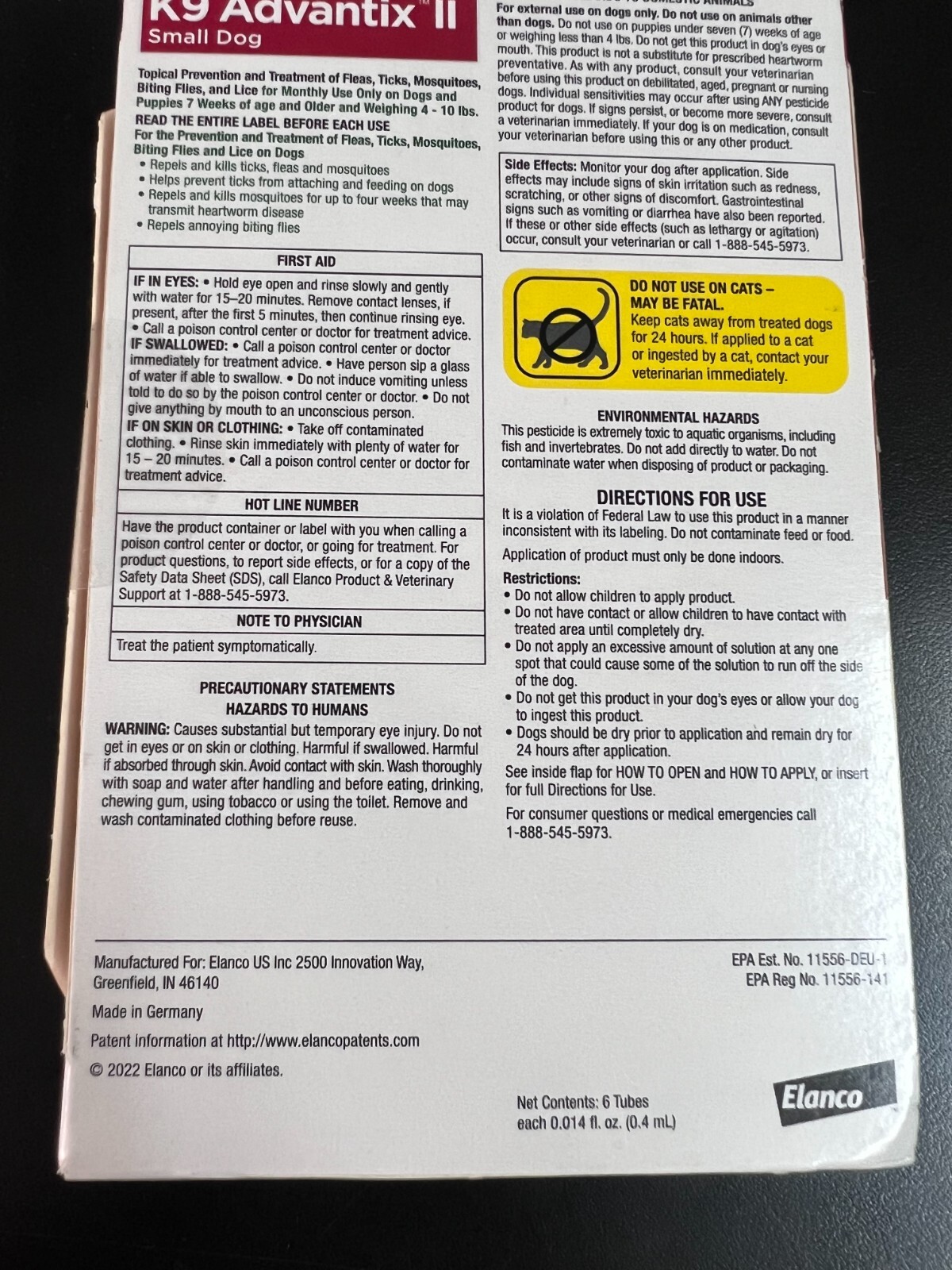 K9 Advantix II Topical Flea Treatment Under 10 lbs. 6-Pack 3649