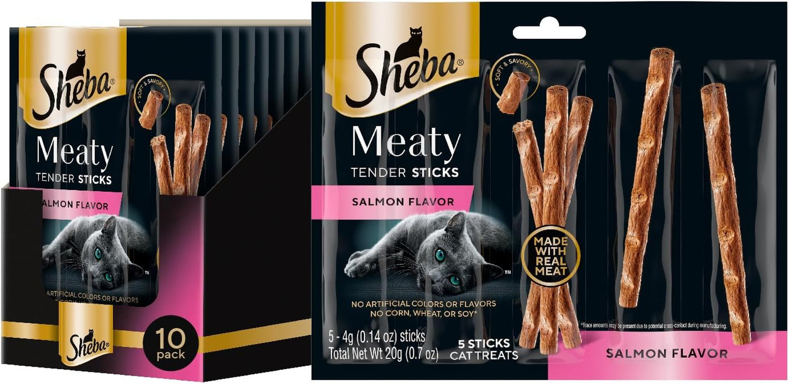 Meaty Tender Sticks Chicken Cat Treats, Salmon Flavor, Cat Snacks, 0.14