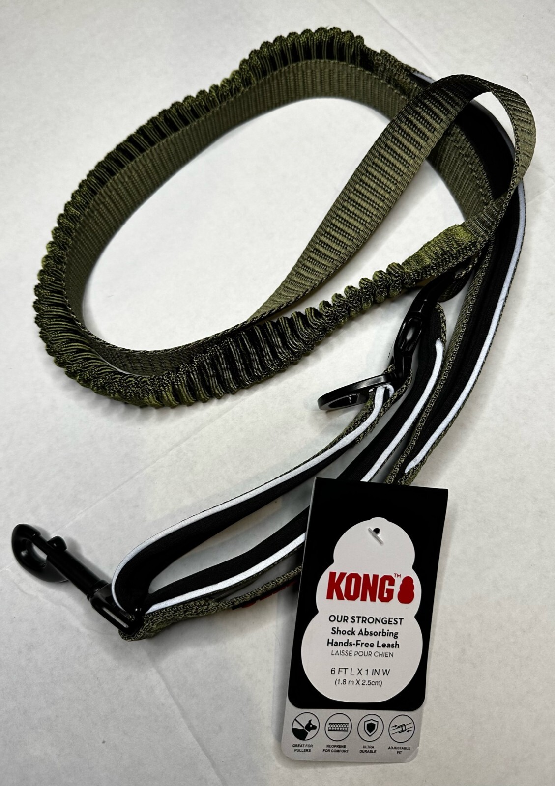 KONG COMFORT & REFLECTIVE PADDED HANDLE HANDS-FREE BUNGEE LEASH-6 COLORS- NEW
