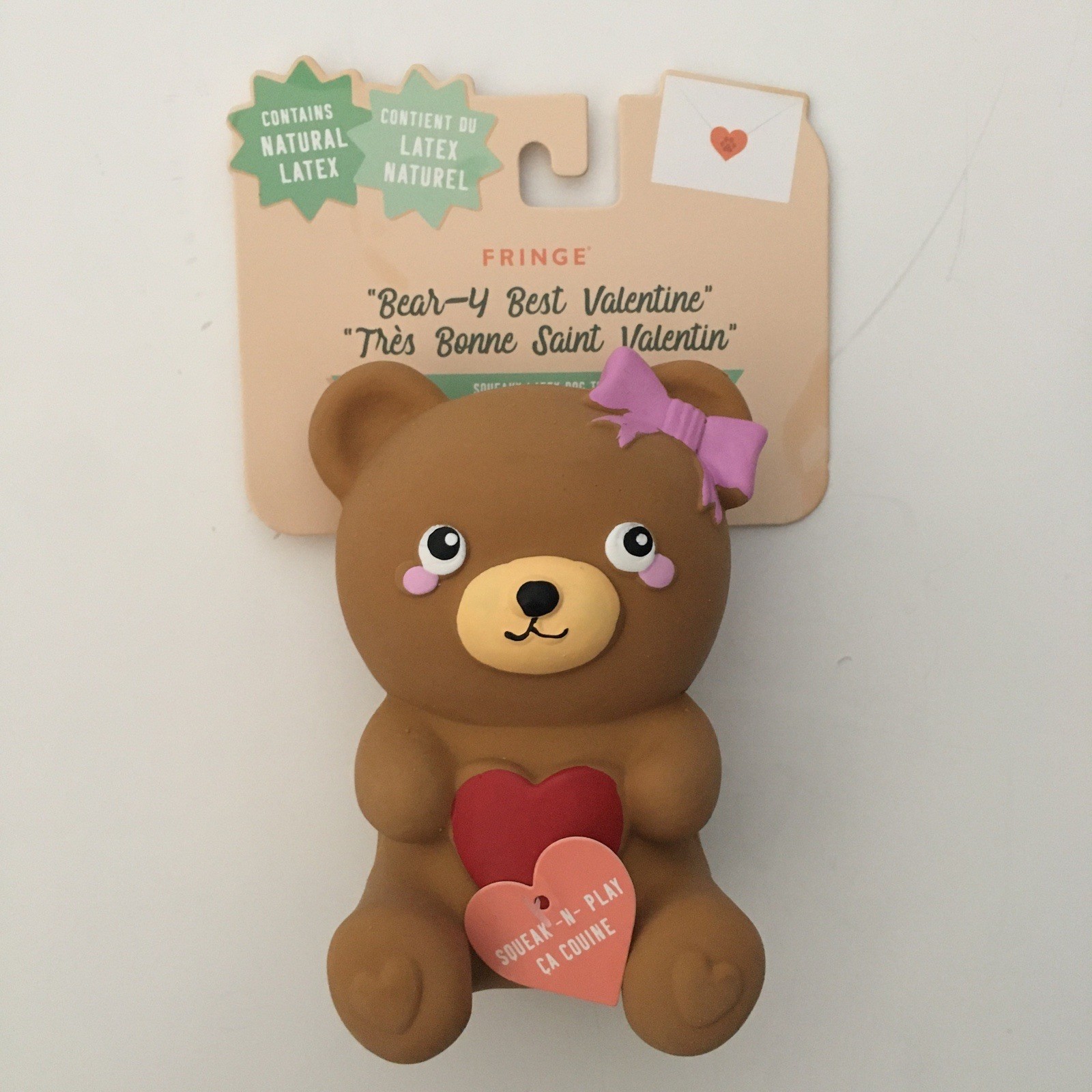 NEW Dog Toy Latex Teddy Bear with Squeaker “Bear-y Best Valentine” | Fringe