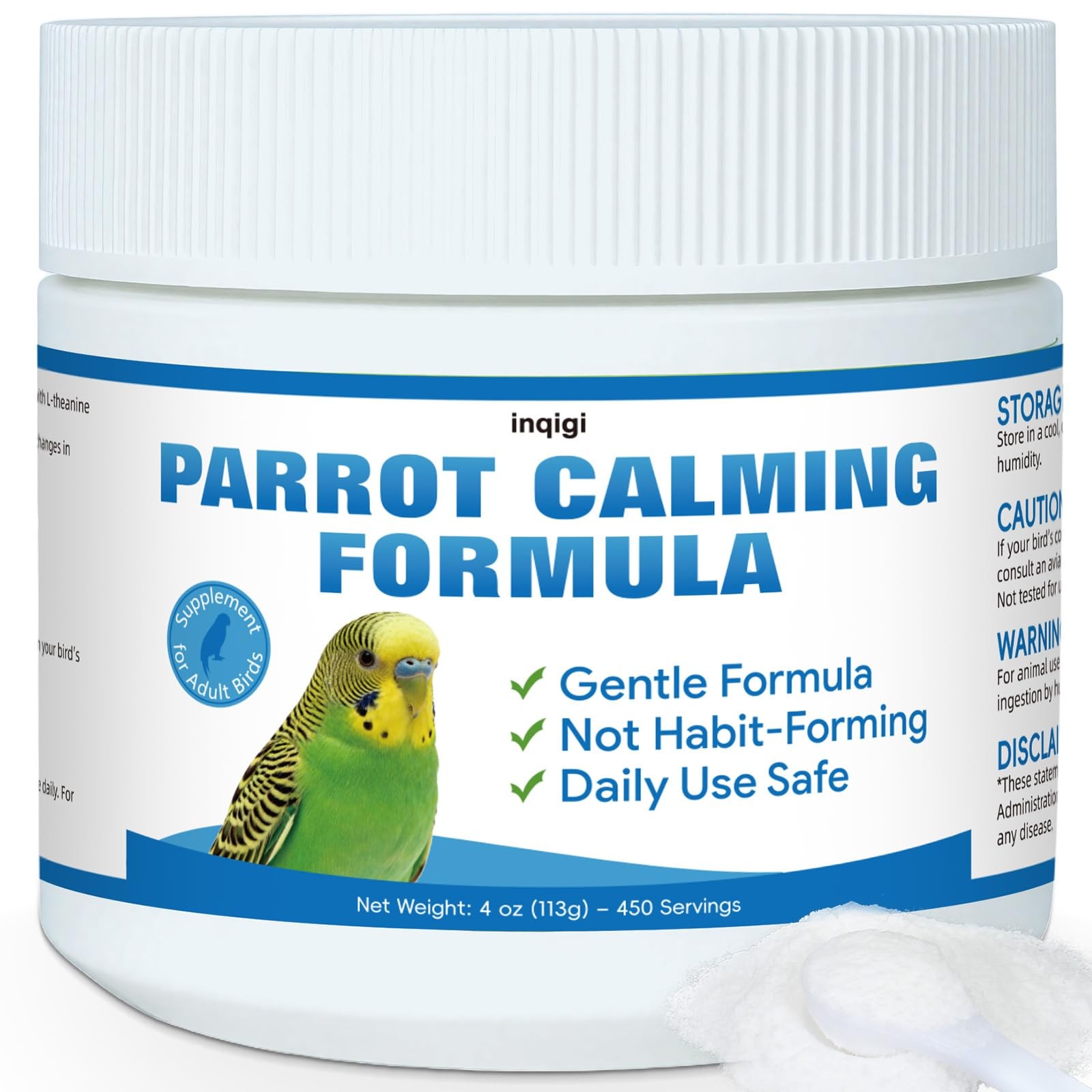 Parrot Calming Supplement – 4oz – Natural Bird Behavior Support Powder for Tr…