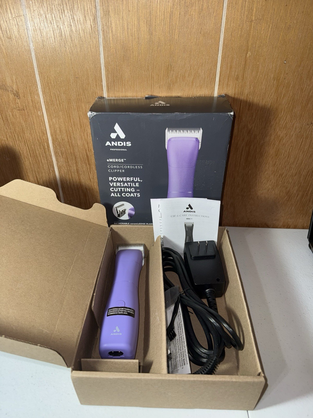 Andis eMerge Cord/Cordless Pet Grooming Clipper, Purple RDLC-1