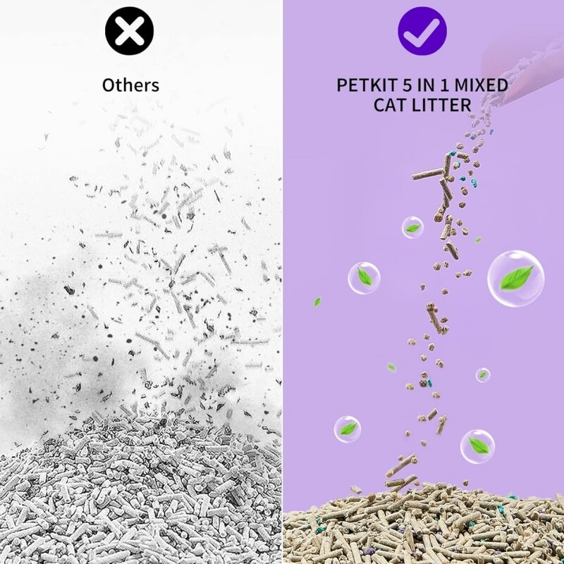 PETKIT Mixed Cat Litter Fast Clumping,Flushable,Dust-Free Bentonite Litter