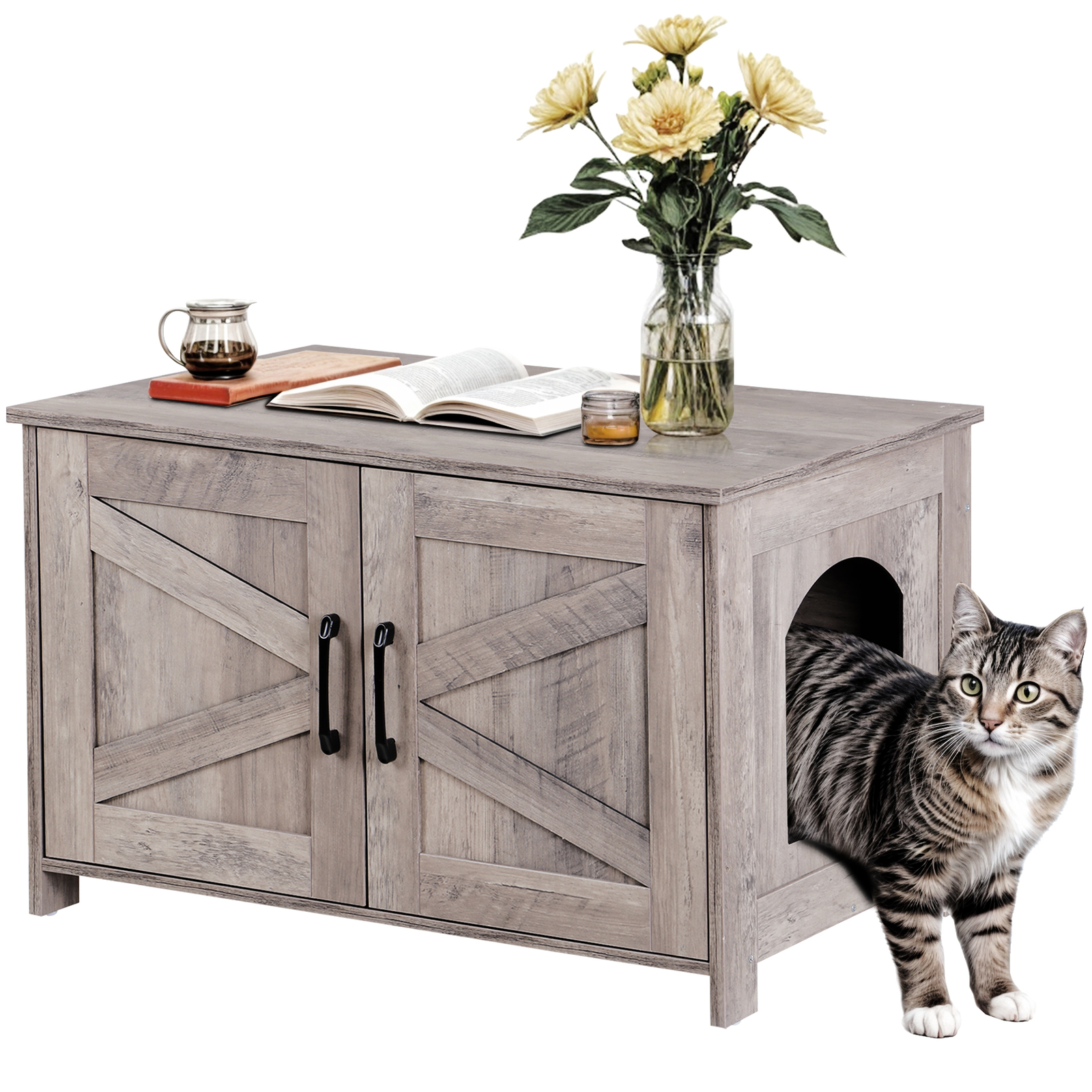 Litter Box Enclosure Cat Litter Box Furniture Hidden Wooden Cat Washroom Indoor