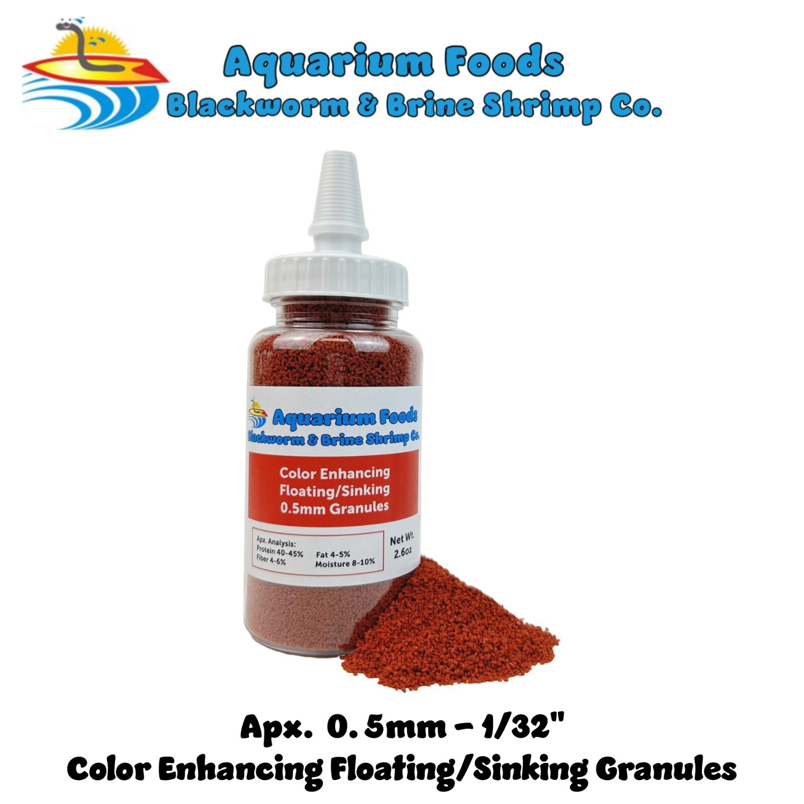Community Granules 0.5mm Floating/Sinking Color Enhancing Granules. Bottle