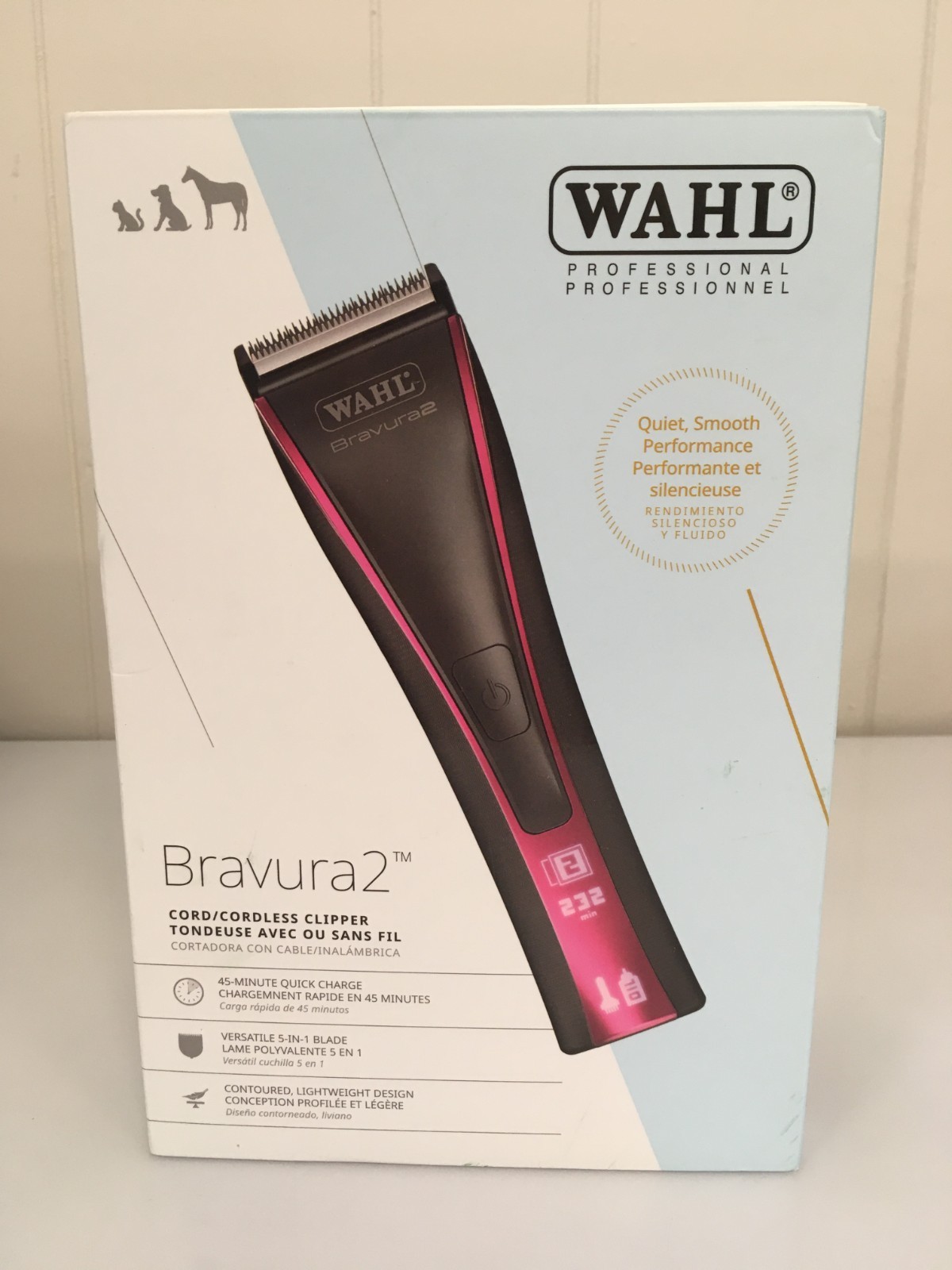NEW Wahl Pro Animal Bravura2 Cordless Professional Pet Dog Clippers PINK