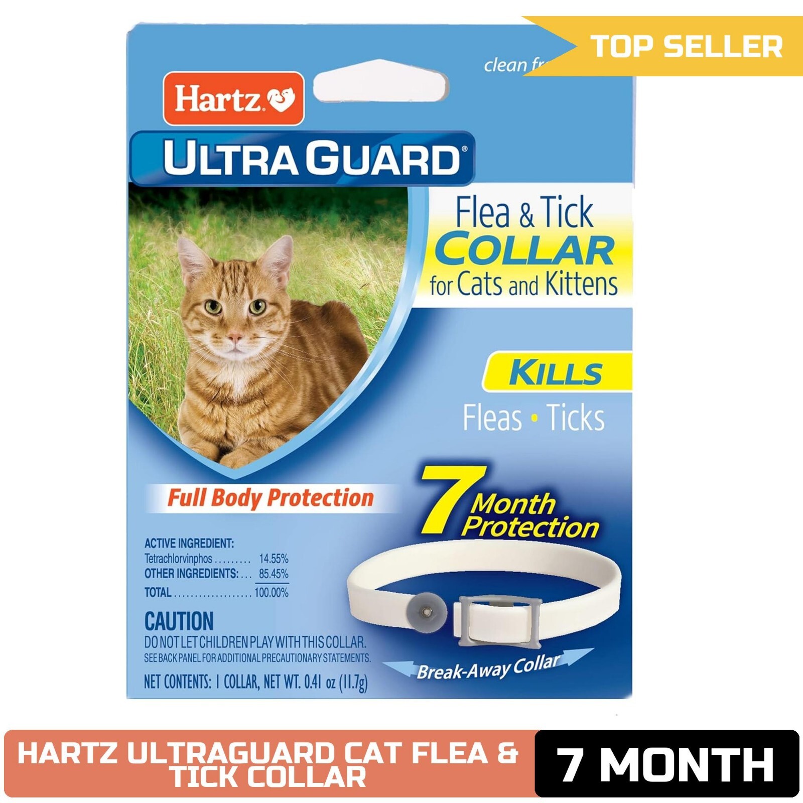 Hartz UltraGuard Flea & Tick Collar for Cats 7 Month Protection White