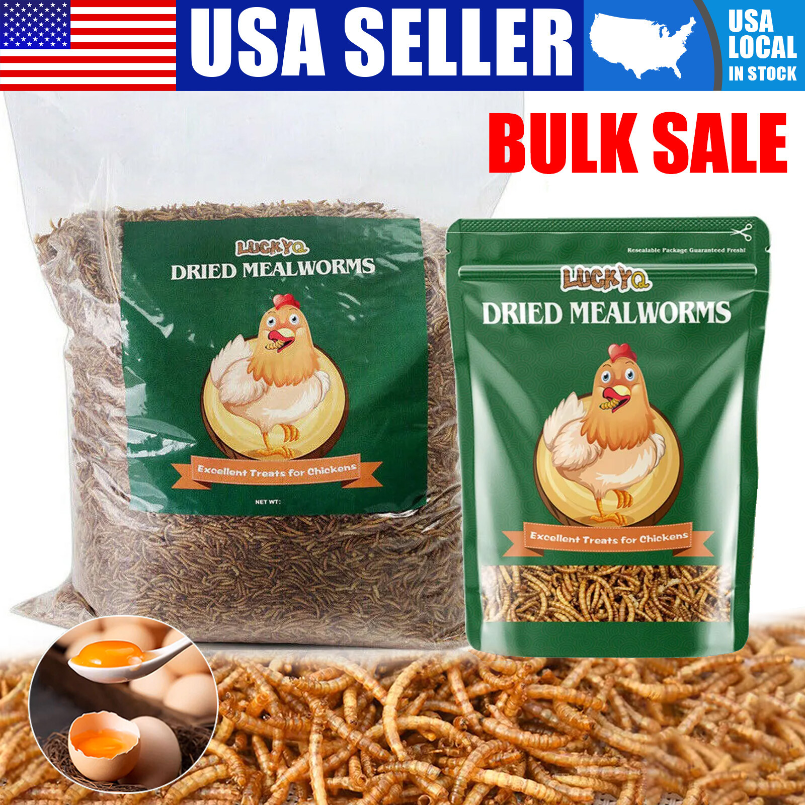 Bulk Dried Mealworms for Wild Birds Food Non-GMO Chickens Hen Fish Treats Food