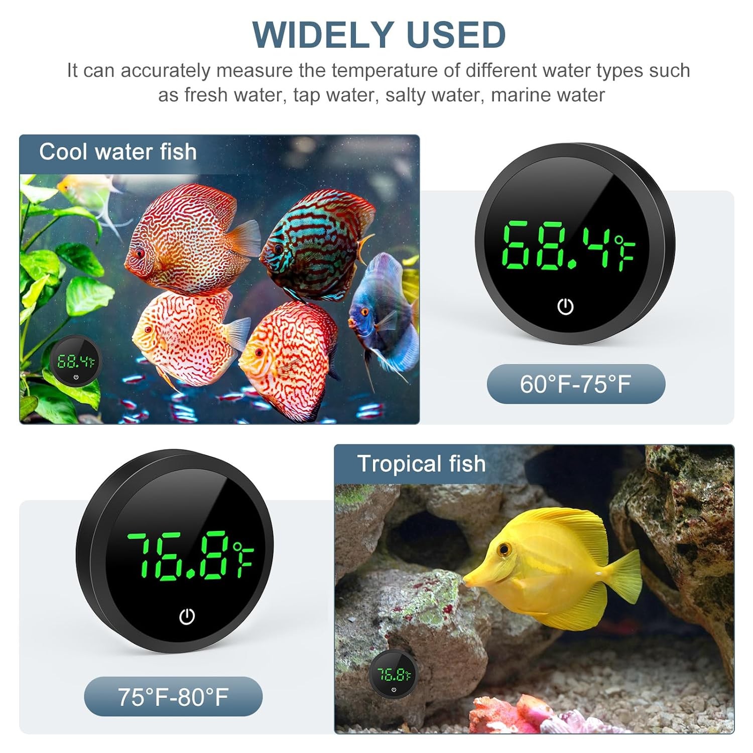 Aquarium Digital Thermometer LED Fish Tank Temperature Gauge Touch Screen Lot