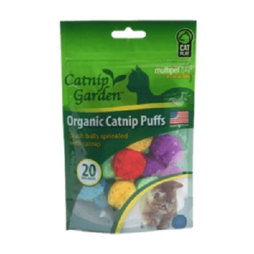 Multipet Catnip Puffs Organic 20 Count Bag. 3 Pack.