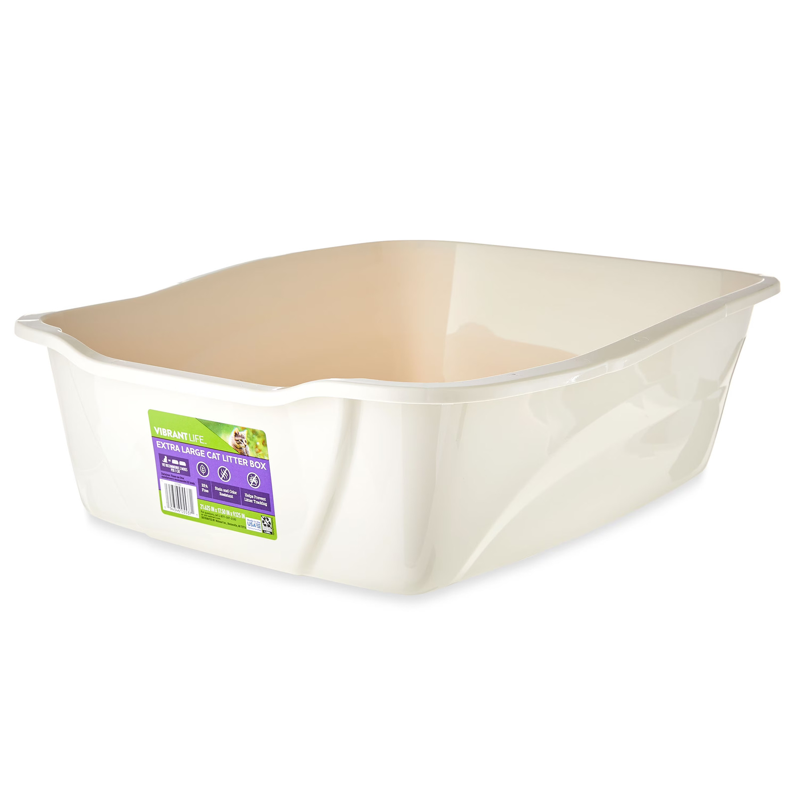Vibrant Life Extra Large Open Top Cat Litter Box, Single Pack