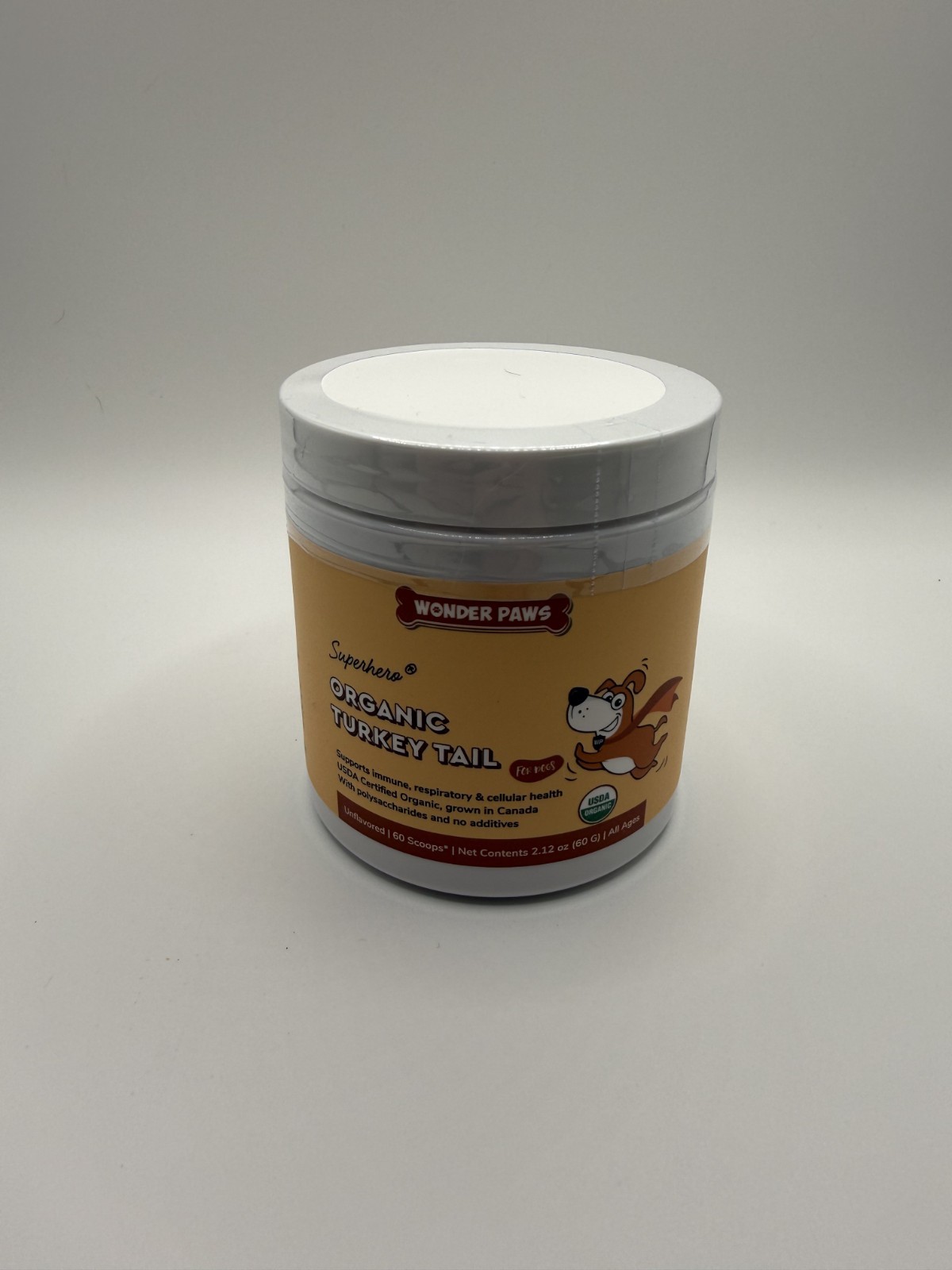 Wonder Paws Superhero Organic Turkey Tail For Dogs 60 Scoops Net 2.12 oz – New
