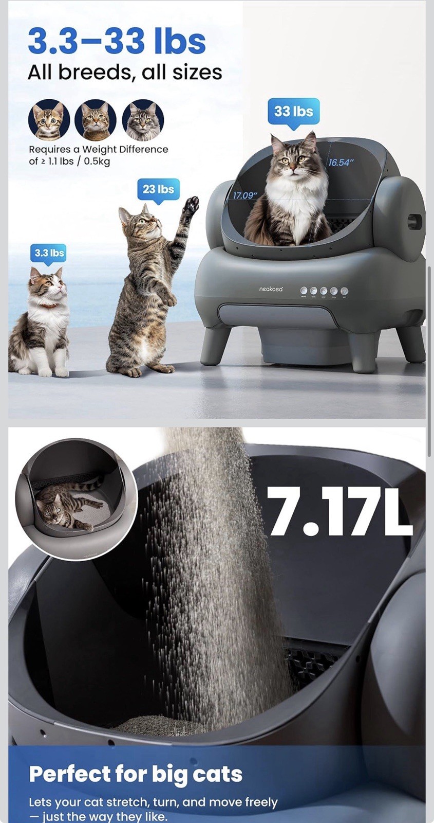 Neakasa M1 Plus Self-Cleaning Cat Litter Box, Wi-Fi, Android & iOS Compatible