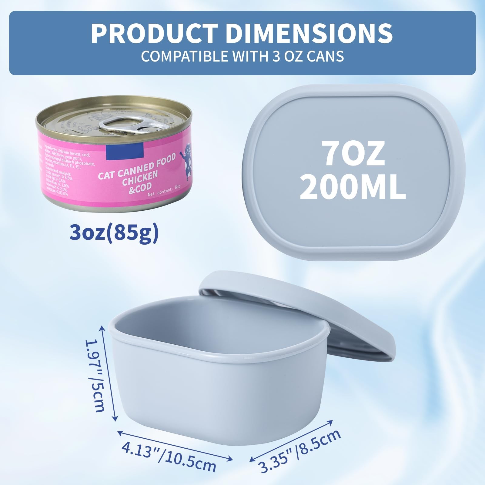 SLSON Canned Cat Food Storage Container for 3oz 2.56 Inches/65mm, Clear