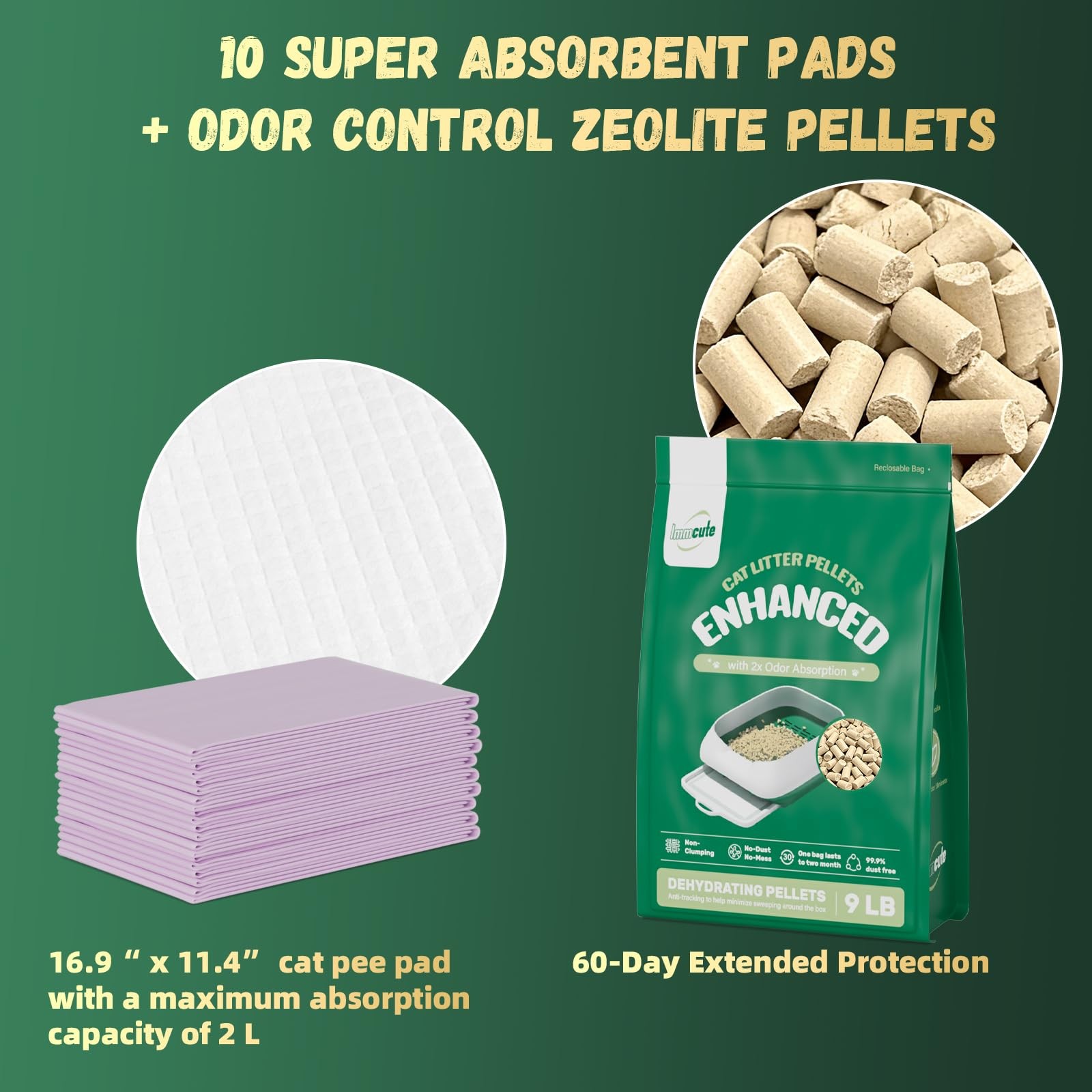 Zeolite Litter Pellets, 9lb Bag Lasts 60 Days, Odor Control Cat Litter Pellet…